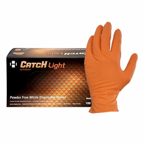 Catch Light By ProWorks Nitrile Powder Free Orange 6 Mil Gloves Medium 100 x 10