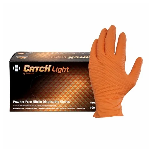 [GL-NT106ORFM] Catch Light By ProWorks Nitrile Powder Free Orange 6 Mil Gloves Medium 100 x 10